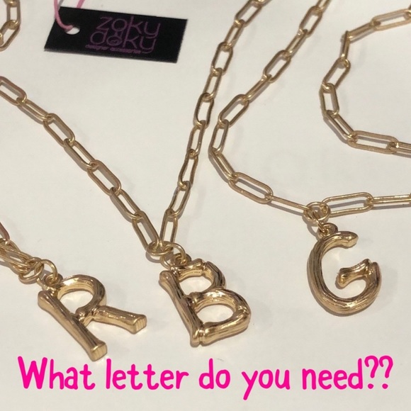 Bamboo Initial Letter Open Link Necklace-NWT-Boutique - Picture 7 of 8